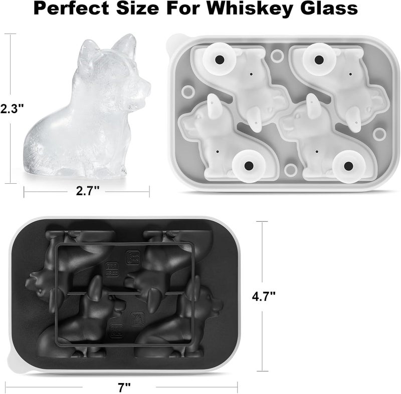 ACOOKEE 3D Corgi Dog Ice Cube Tray Fun Shapes, Novelty Corgi Mom/Dad Gifts for Dog Lovers, Cute Ice Mold for Whiskey,Cocktail,Bourbon - Image 4